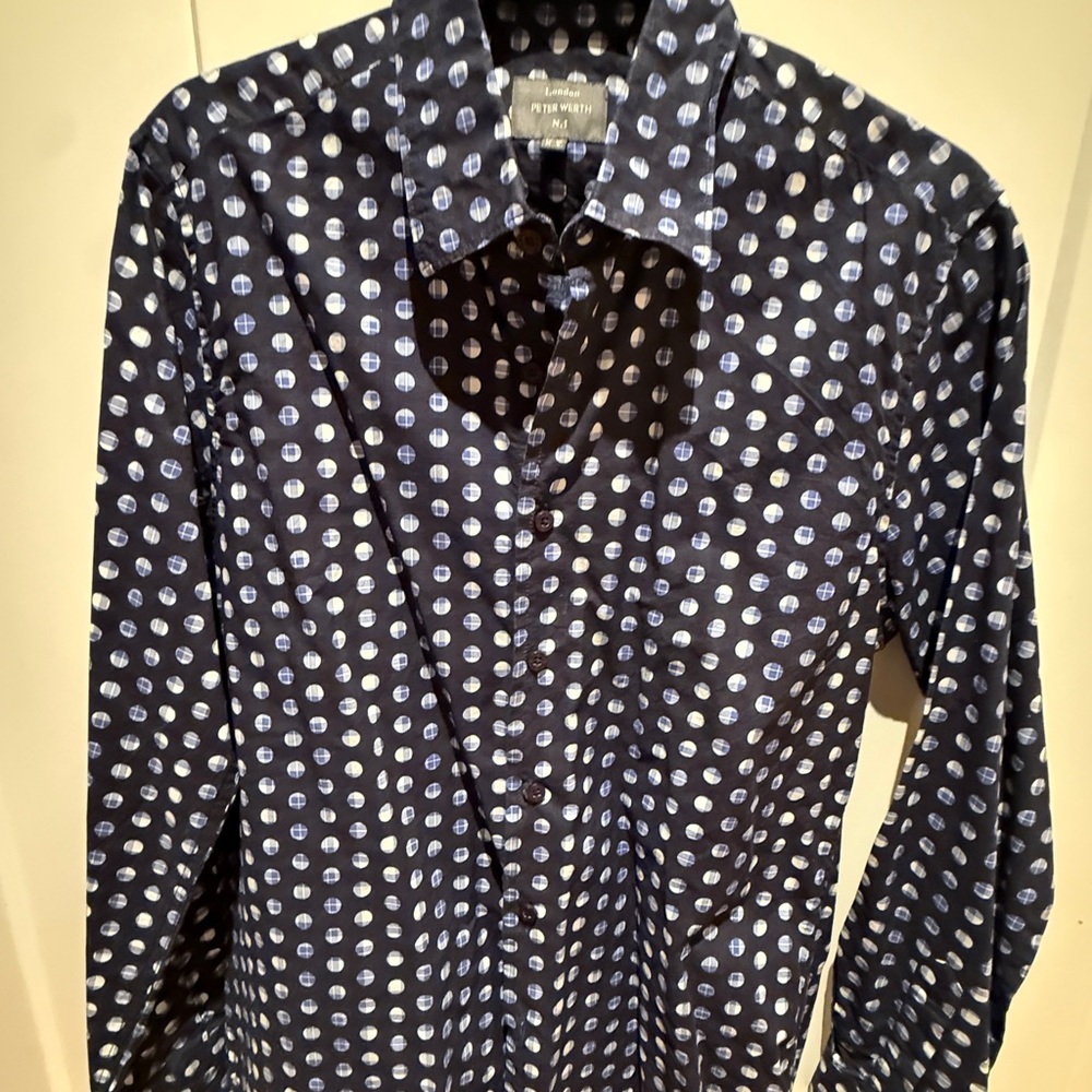 Navy Polka Dot Casual Shirt